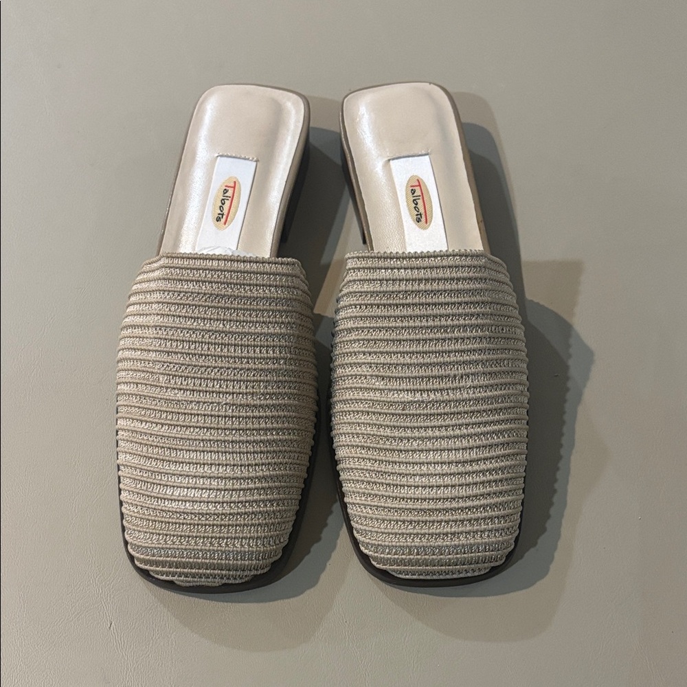 Talbots Beige Ribbed Slip-On Mules New No Box Size 6